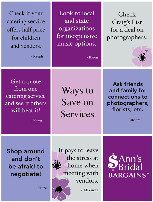 Ways to Save on Wedding Services Ways to Save on Wedding Services
