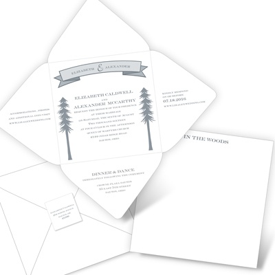 Pretty Pines Square Seal and Send Pretty Pines Wedding Invitation
