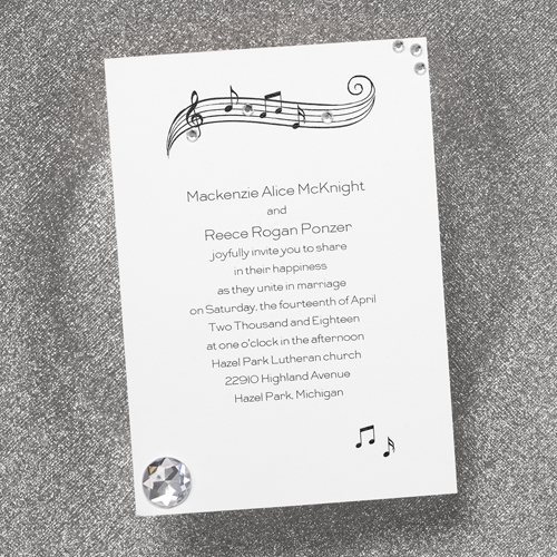 Music Wedding Invitations Ideas Ann S Bridal Bargains Sweet Melody Invitation With Rhinestone Stickers