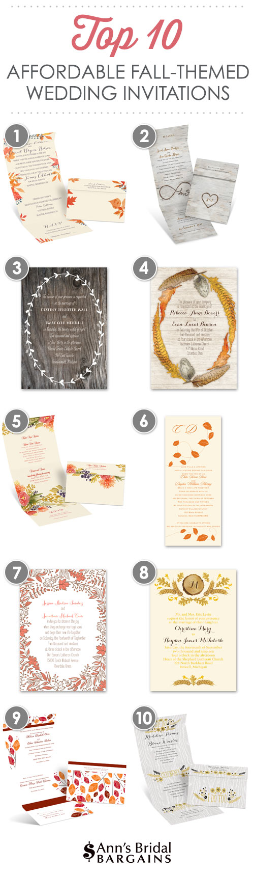 Top 10 Affordable Fall Wedding Invitations