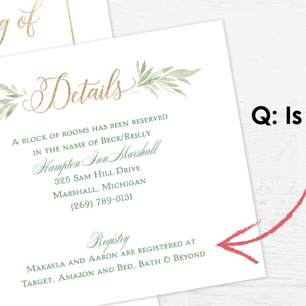 No wedding registry wording information